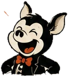 La mascotte de HOCUS, ravie, rit de bon cœur.